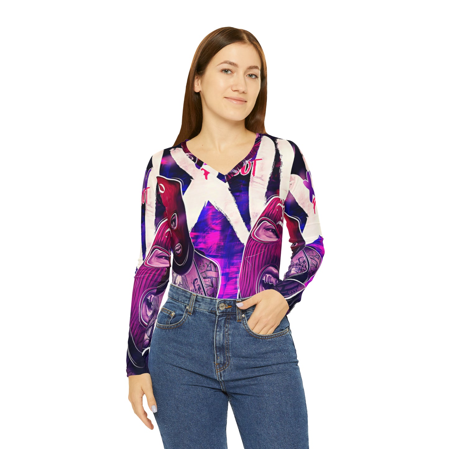 Women's Long Sleeve V-neck Shirt (AOP)